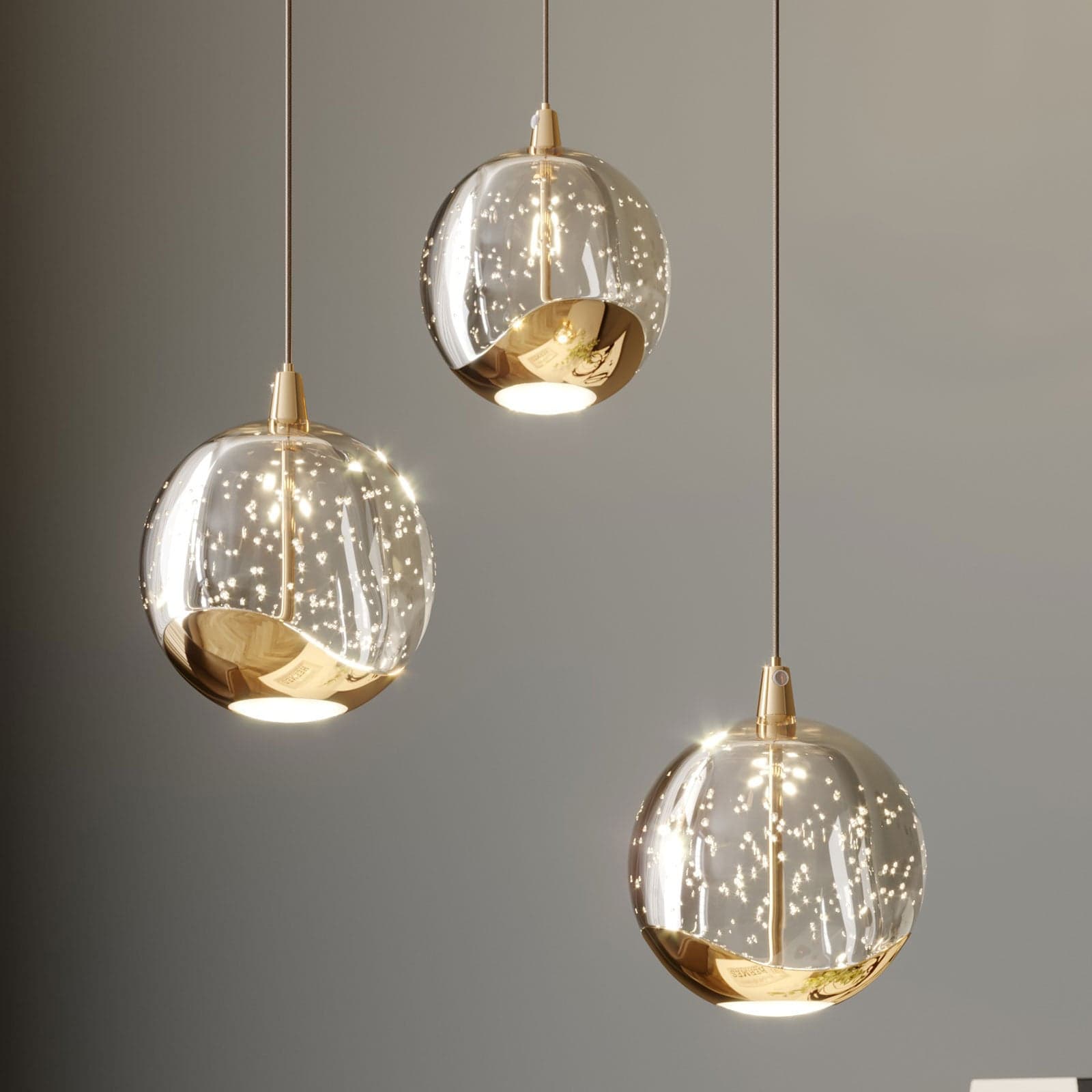 Hayley 3 Pendelleuchte Clear/Gold - Lucande